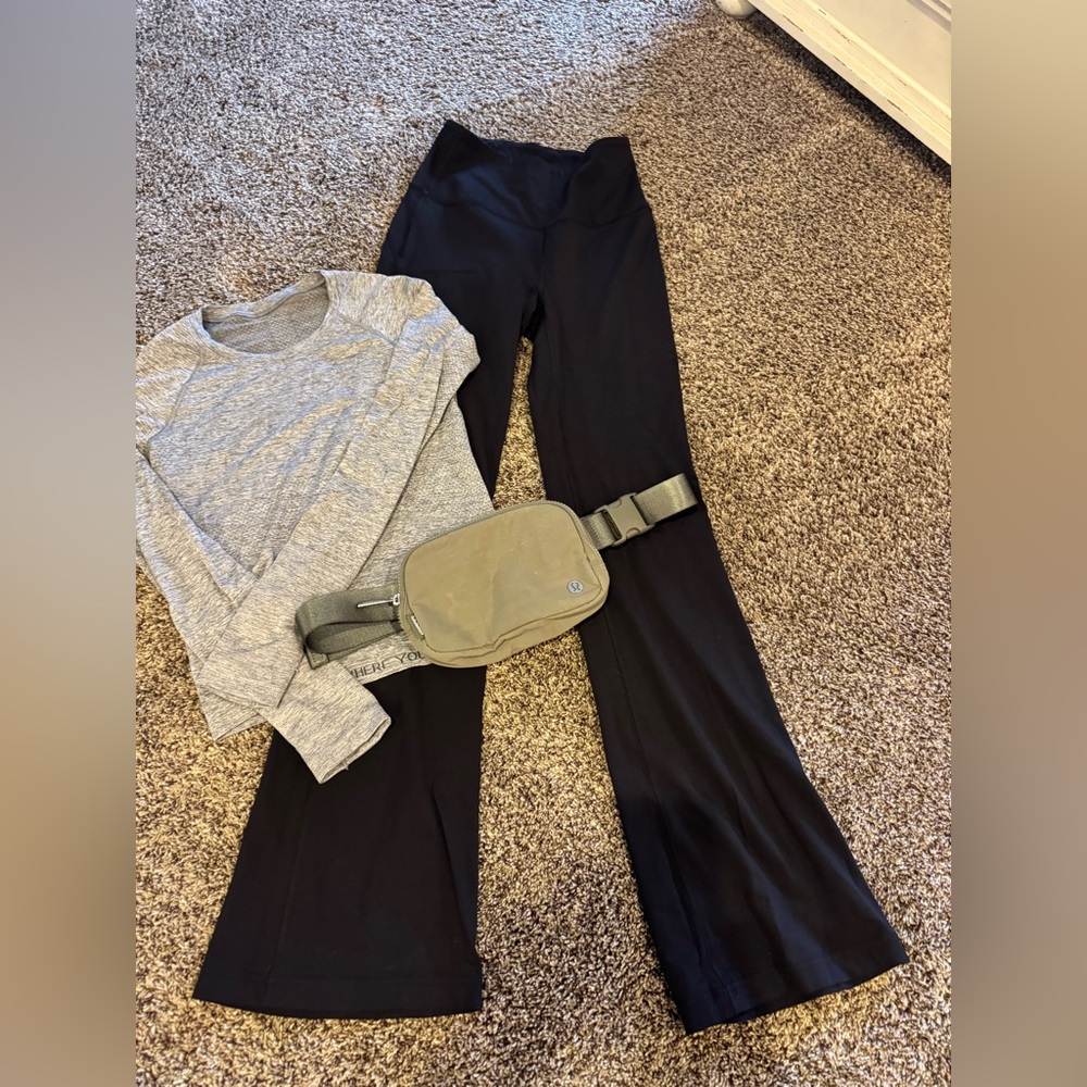 Lululemon lot:align high rise mini flare leggings, swiftly tech l/s AND belt bag